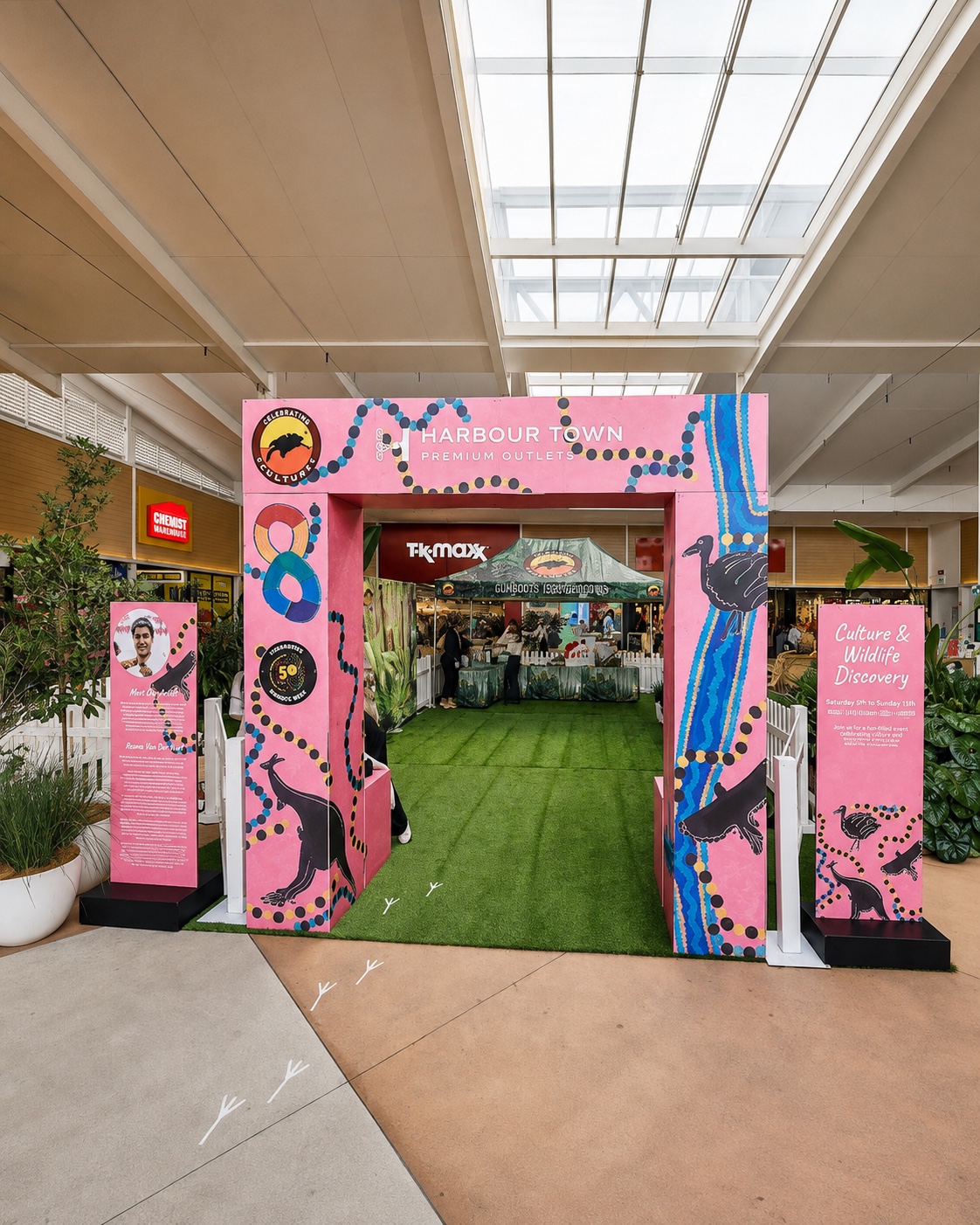 Colourful Culture and Wildlife Discovery installation at Harbour Town